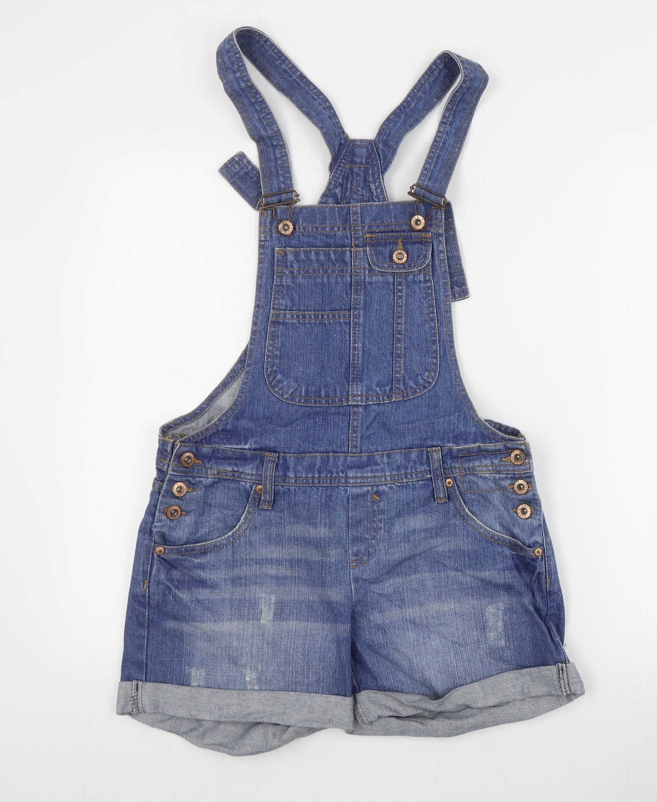 River Island Womens Blue  Cotton Dungaree One-Piece Size 8 L6 in Button