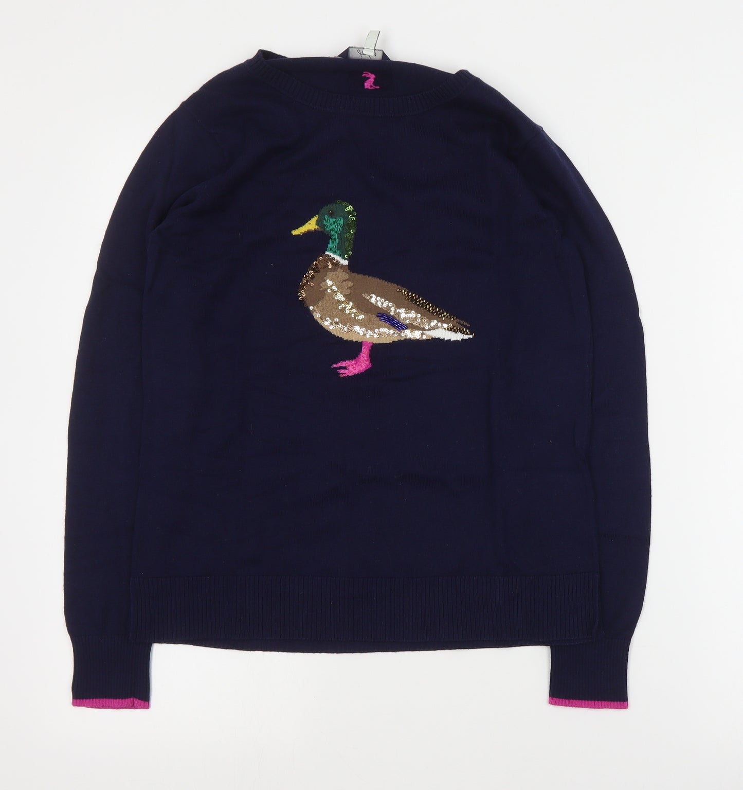Joules Womens Blue Round Neck  Cotton Pullover Jumper Size 8
