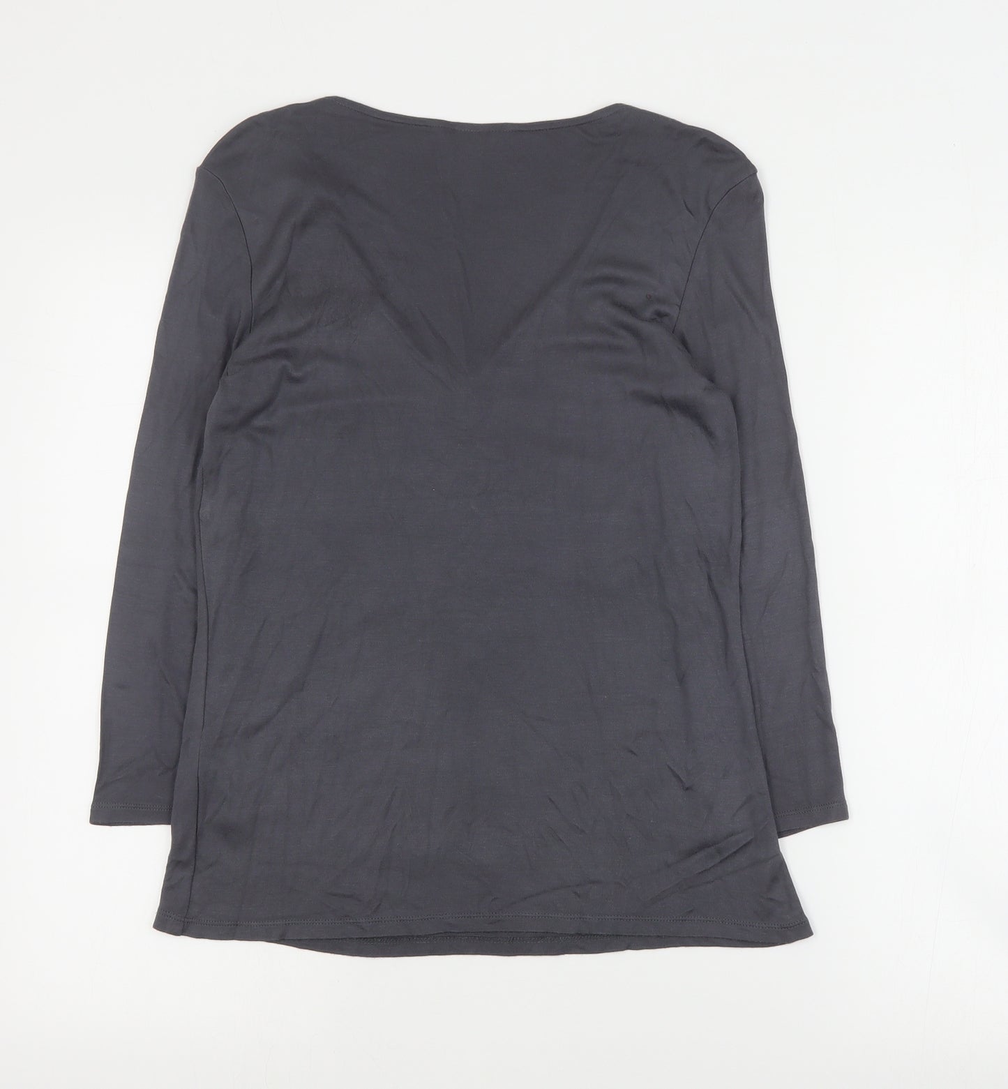 H&M Womens Grey  Viscose Basic Blouse Size M V-Neck