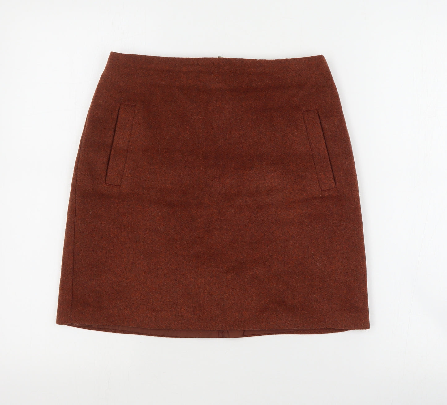 New Look Womens Brown  Polyester A-Line Skirt Size 8   Zip