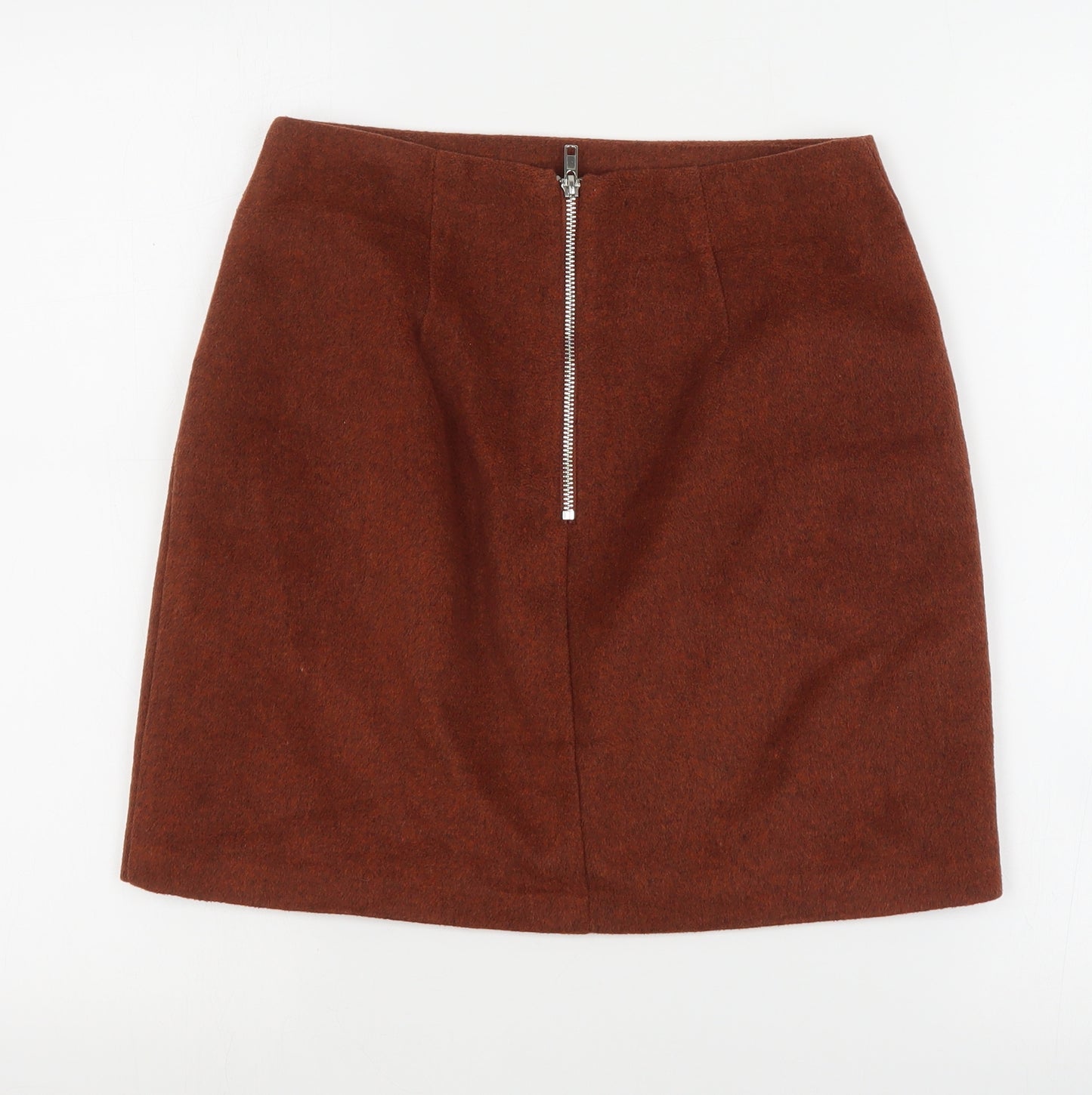 New Look Womens Brown  Polyester A-Line Skirt Size 8   Zip