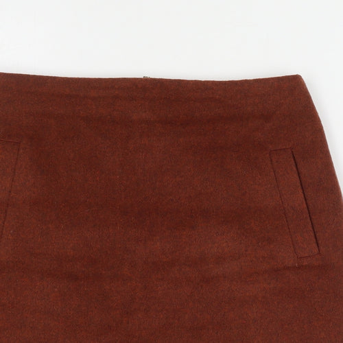 New Look Womens Brown  Polyester A-Line Skirt Size 8   Zip