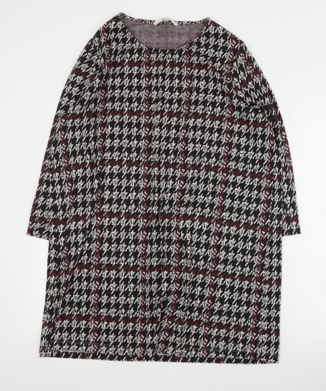 TU Womens Red Houndstooth Polyester Jumper Dress  Size 18  Round Neck Pullover
