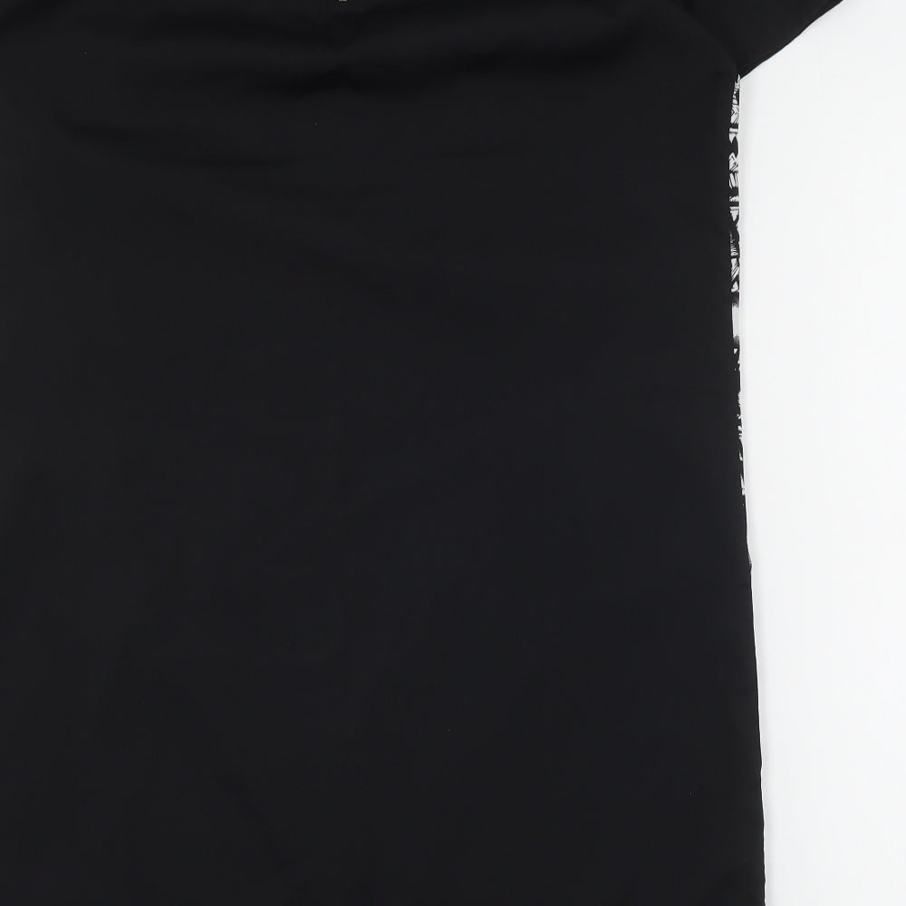Butterfly Womens Black Geometric Polyester Mini  Size 14  Round Neck Zip