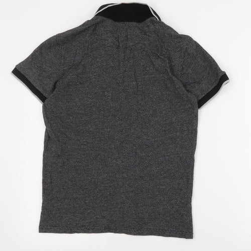 TU Mens Grey  Cotton  Polo Size S Collared Button
