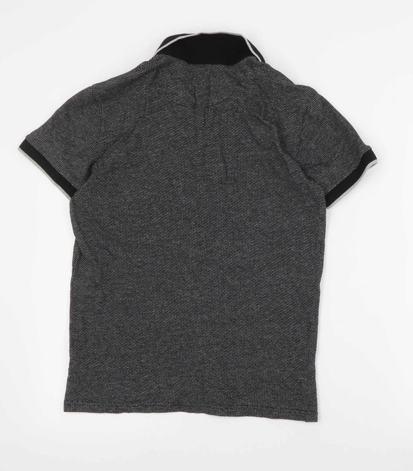 TU Mens Grey  Cotton  Polo Size S Collared Button