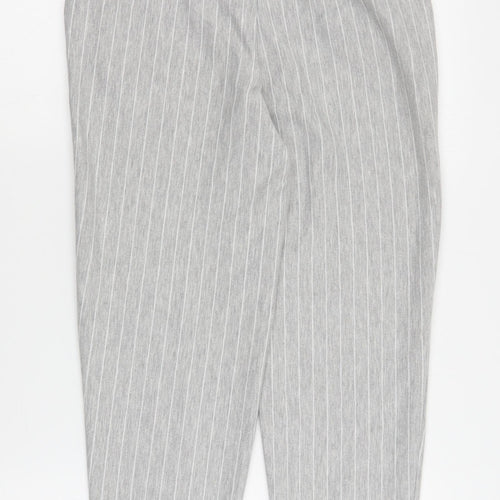 H&M Womens Grey Striped Polyacrylate Fibre Cropped Trousers Size XS L26 in Regular