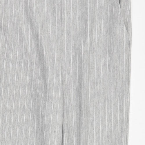 H&M Womens Grey Striped Polyacrylate Fibre Cropped Trousers Size XS L26 in Regular