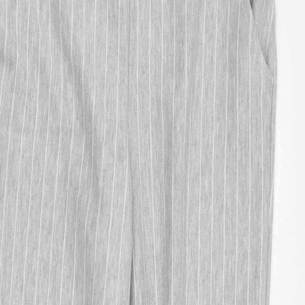H&M Womens Grey Striped Polyacrylate Fibre Cropped Trousers Size XS L26 in Regular
