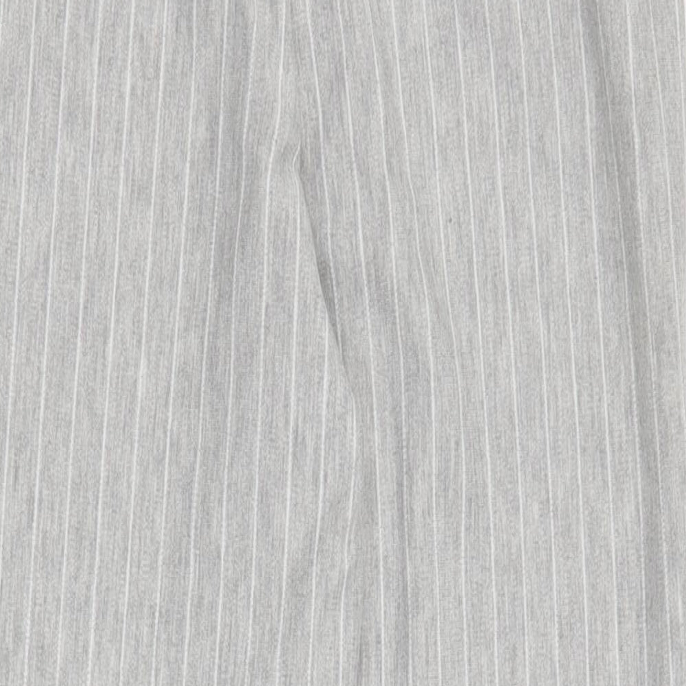 H&M Womens Grey Striped Polyacrylate Fibre Cropped Trousers Size XS L26 in Regular