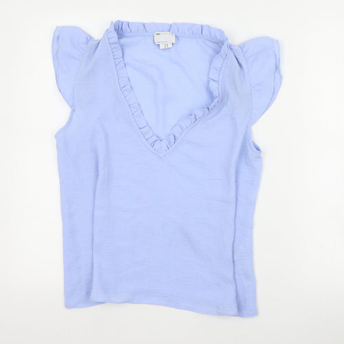 ASOS Womens Blue  Polyester Basic Blouse Size 10 V-Neck