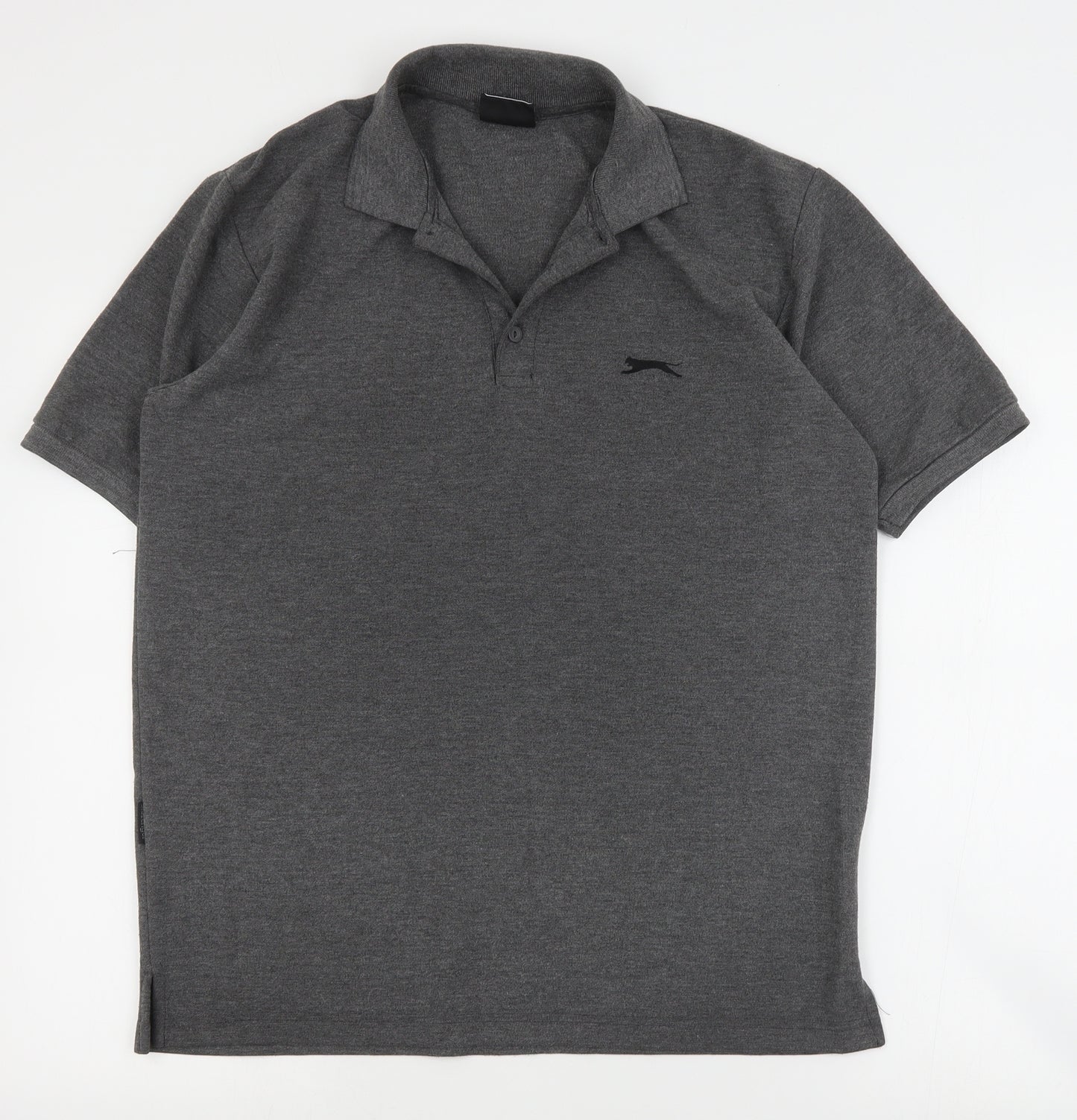 Slazenger Mens Grey  Polyester  Polo Size M Collared Button
