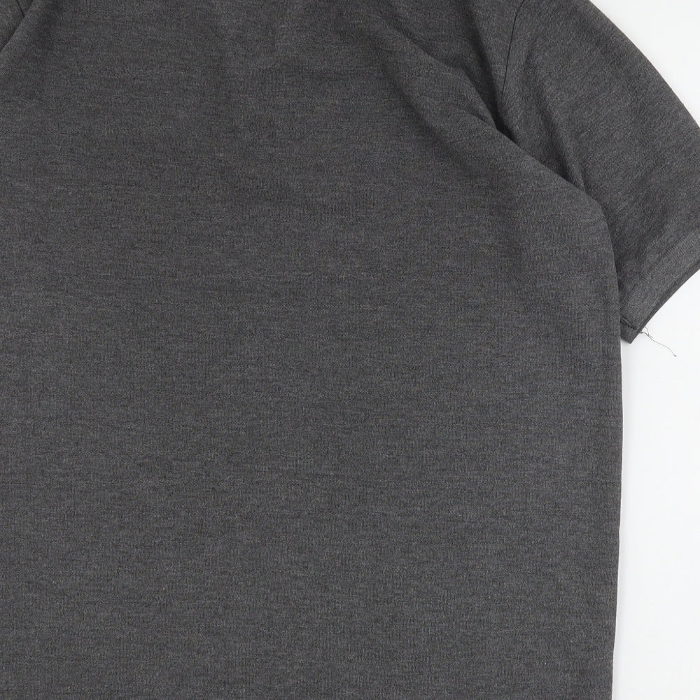 Slazenger Mens Grey  Polyester  Polo Size M Collared Button