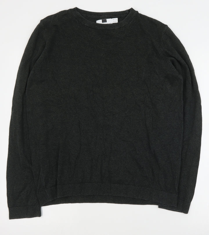 Topman Mens Green Round Neck Cotton Pullover Jumper Size M