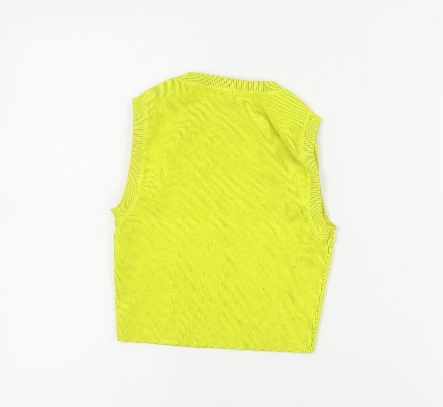 Zara Womens Green  Viscose Cropped Tank Size S Round Neck