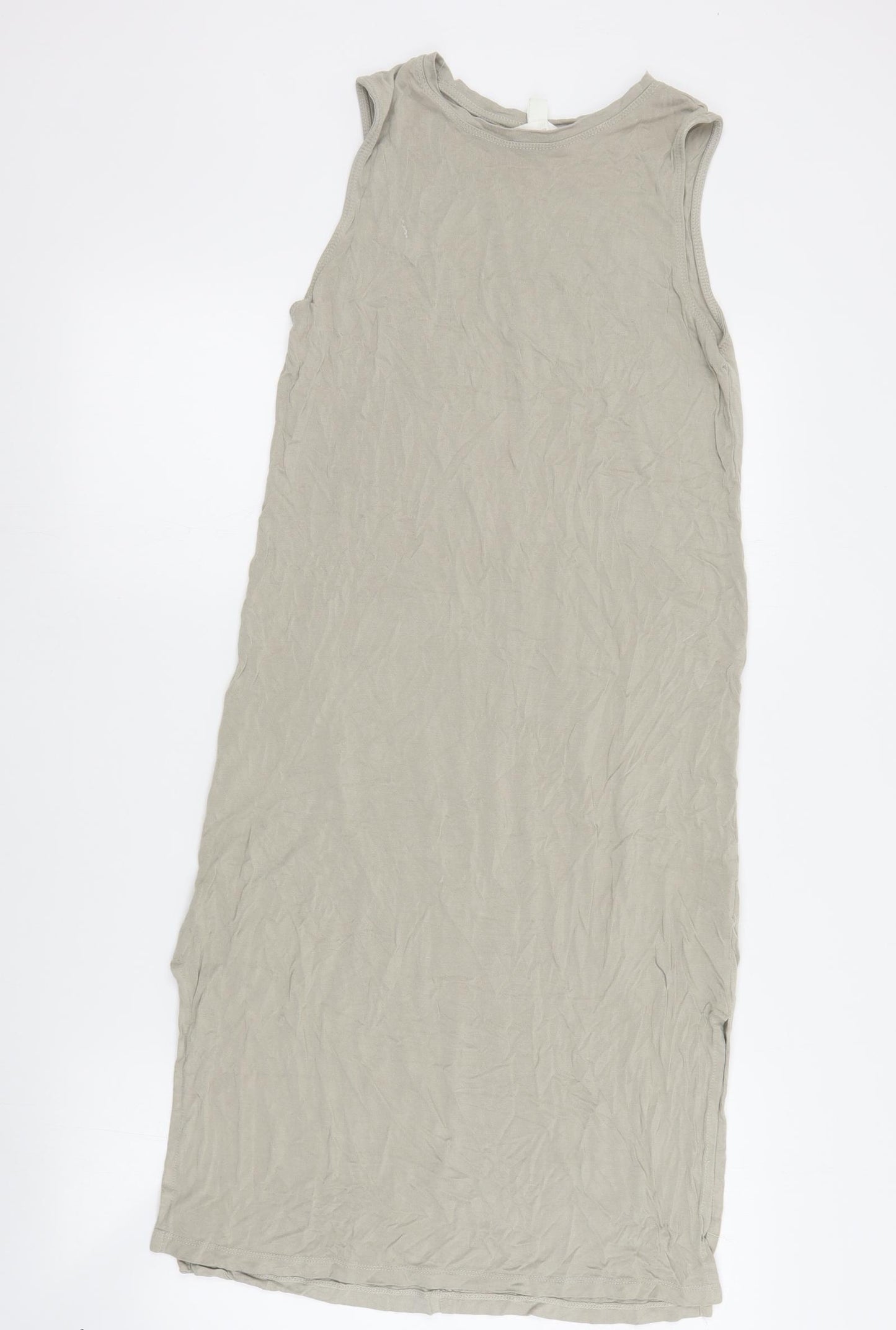 H&M Womens Beige  Viscose Tank Dress  Size S  Crew Neck Pullover