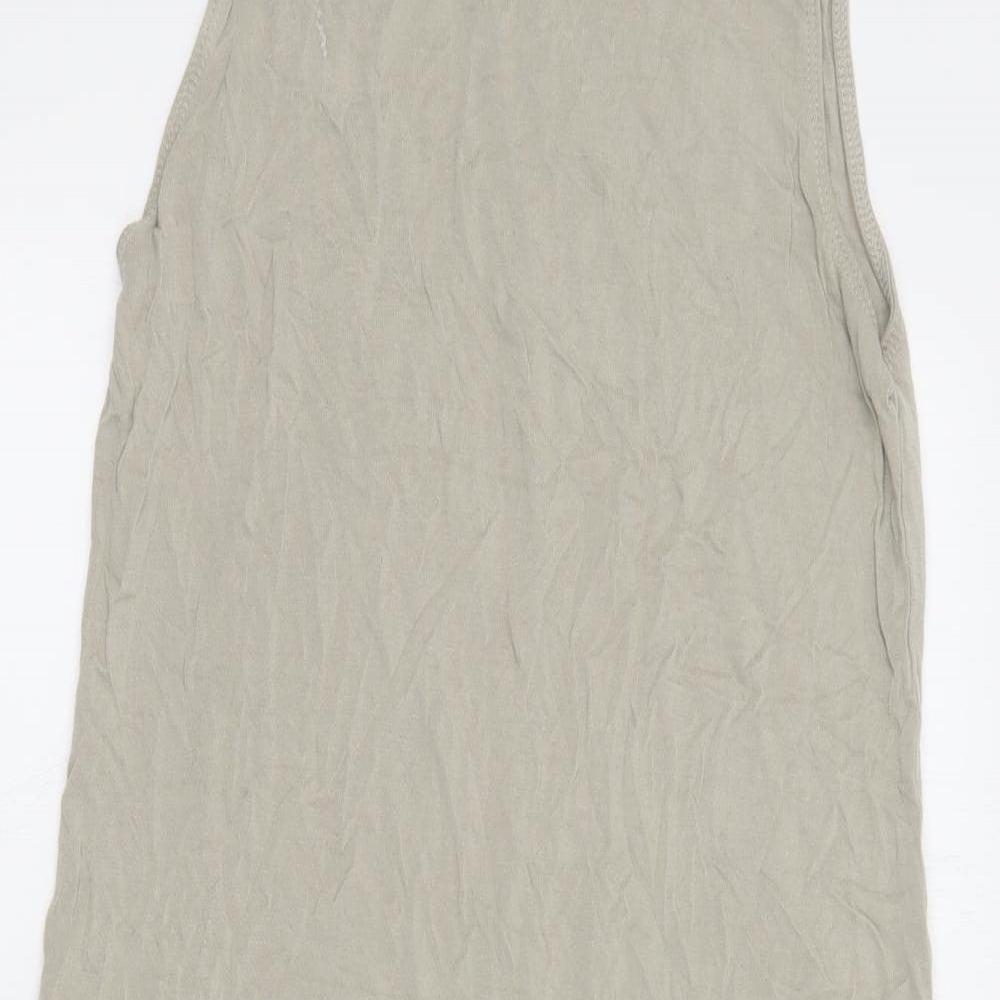 H&M Womens Beige  Viscose Tank Dress  Size S  Crew Neck Pullover