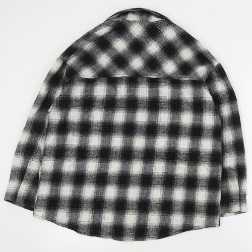 SheIn Womens Black Plaid  Jacket Coat Size S  Button