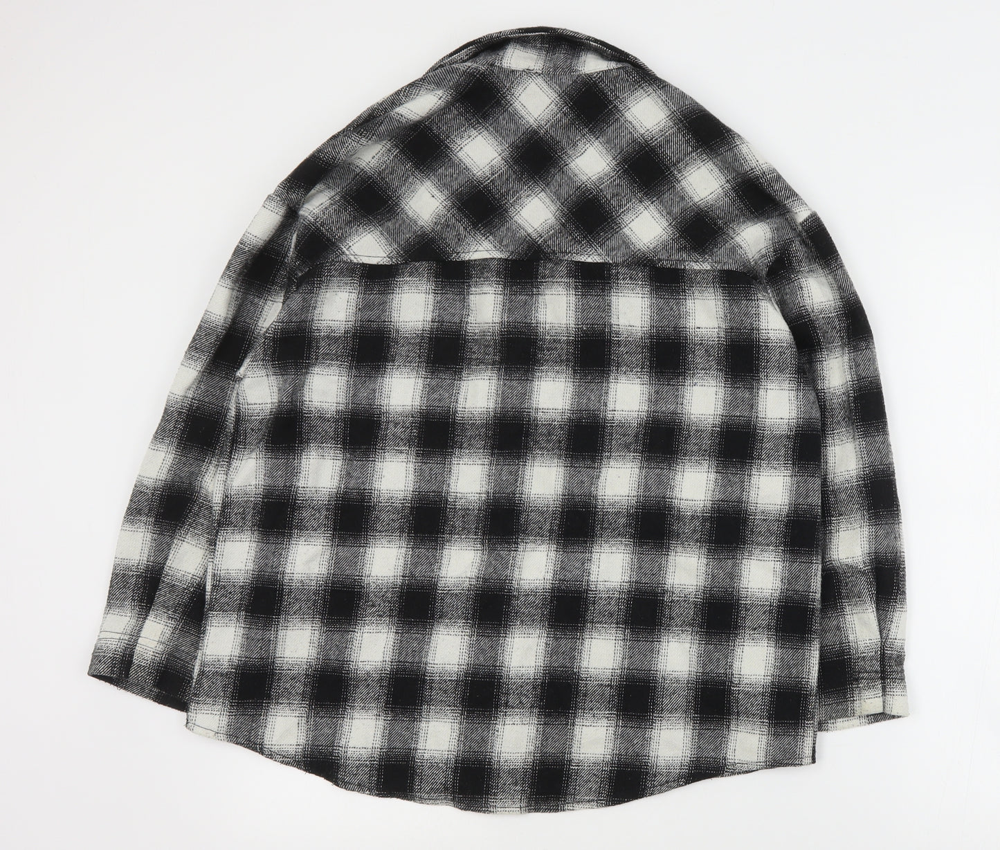 SheIn Womens Black Plaid  Jacket Coat Size S  Button