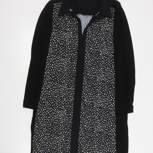 Oasis Womens Black Geometric Polyester Shirt Dress  Size M  V-Neck Pullover