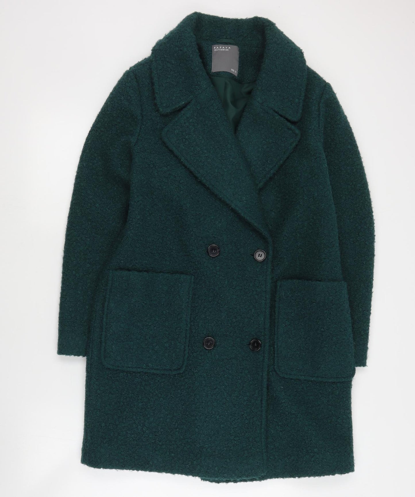 Papaya Womens Green   Overcoat Coat Size 12  Button