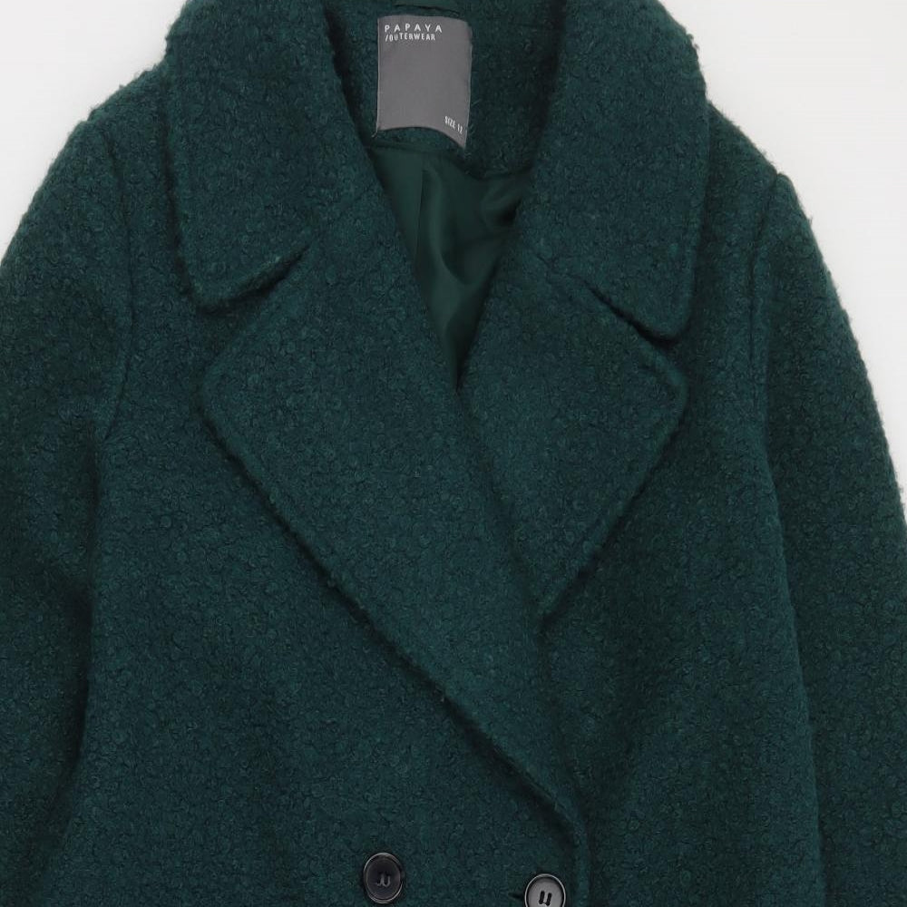 Papaya Womens Green   Overcoat Coat Size 12  Button