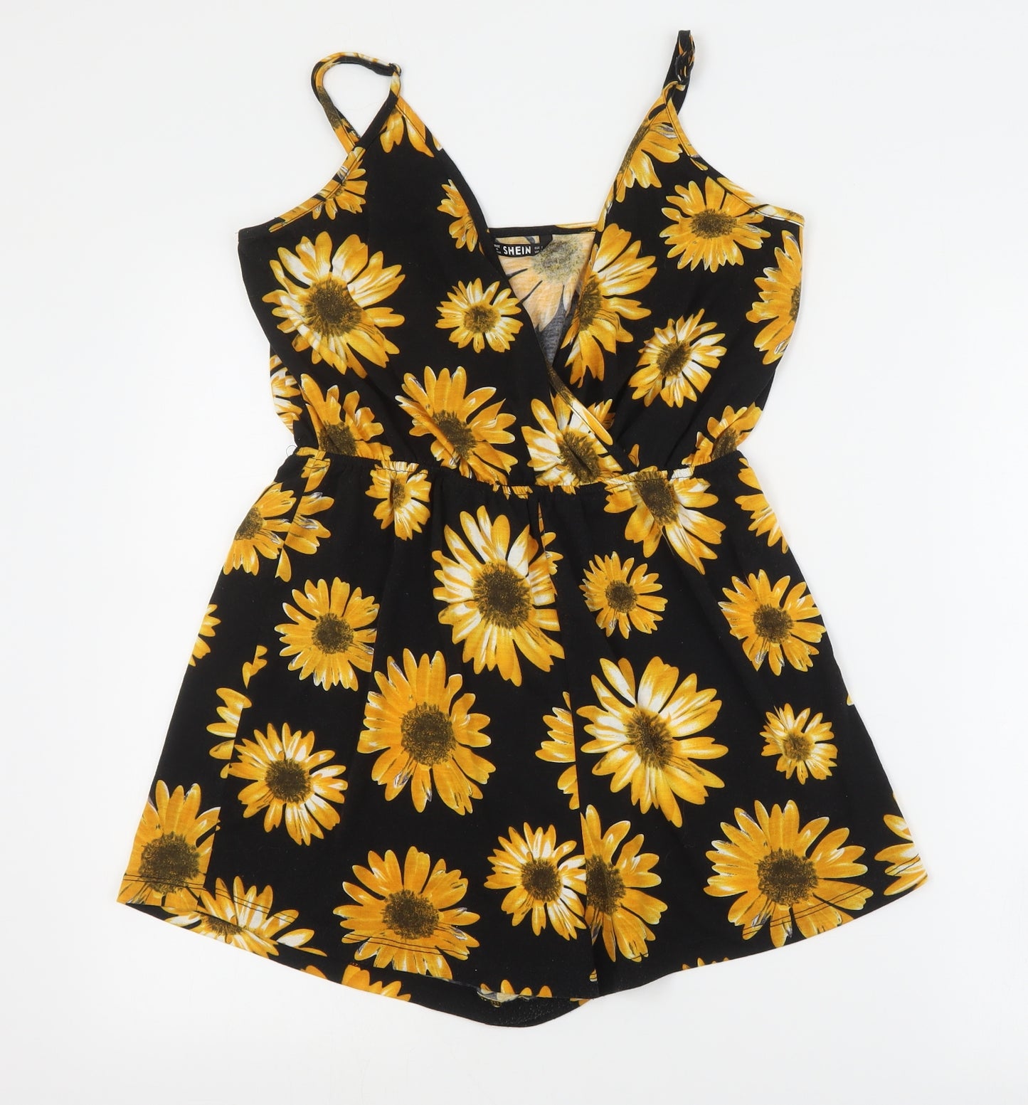 SheIn Womens Black Floral Cotton Playsuit One-Piece Size S  Pullover