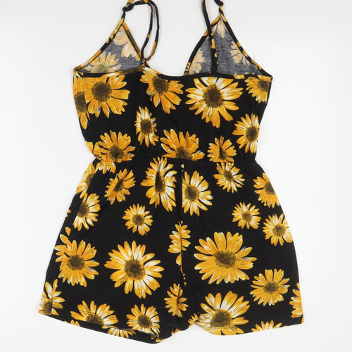 SheIn Womens Black Floral Cotton Playsuit One-Piece Size S  Pullover