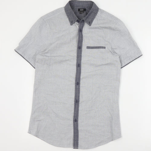 F&F Mens Grey  Cotton  Button-Up Size S Collared Button