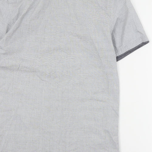 F&F Mens Grey  Cotton  Button-Up Size S Collared Button