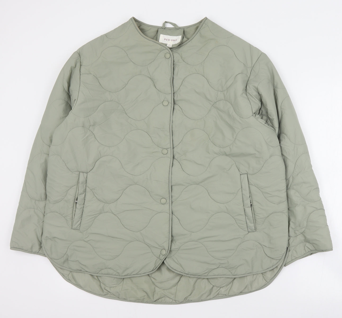 Marks and Spencer Womens Green   Quilted Coat Size 16  Snap