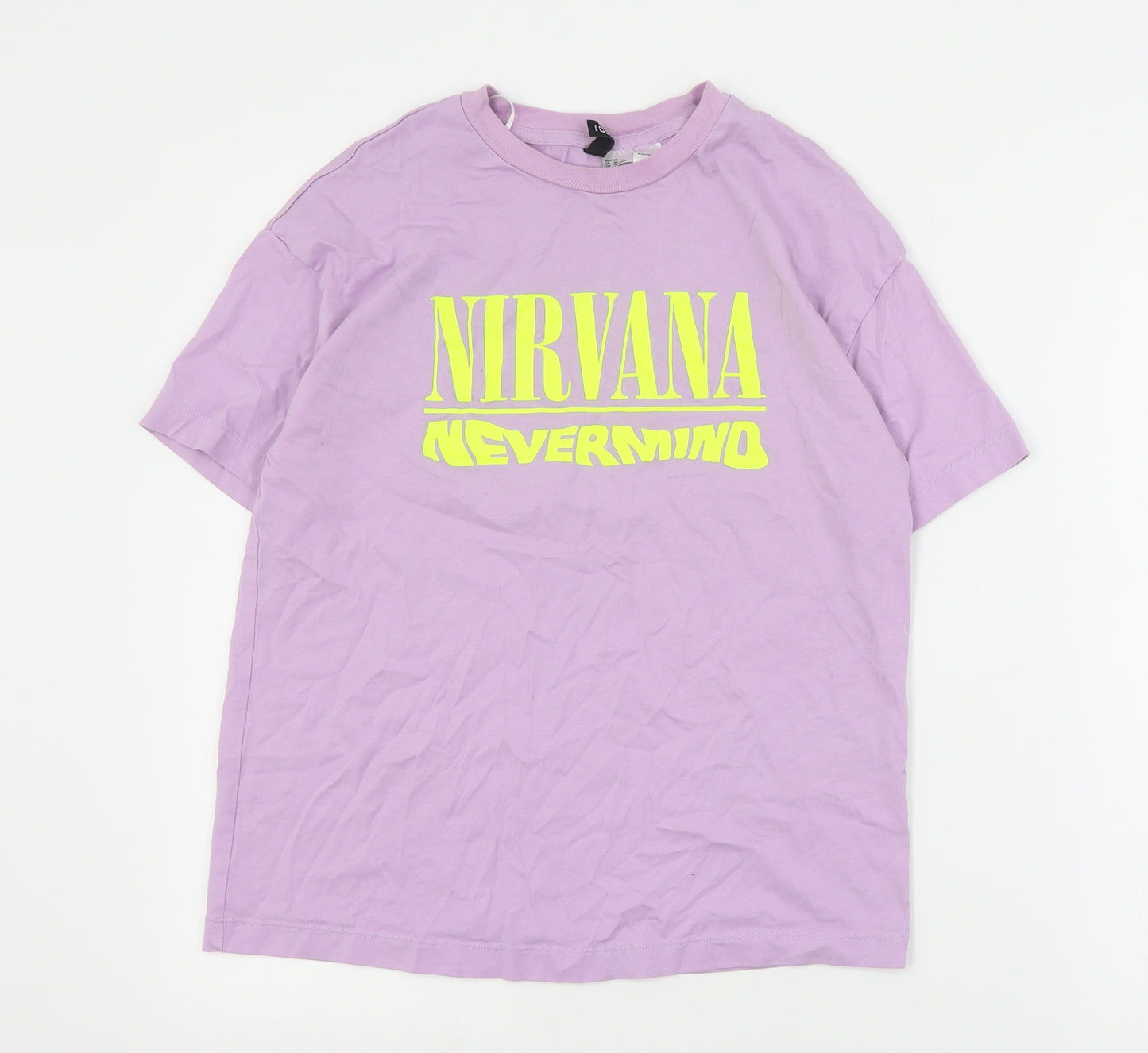 H&M Womens Purple  Cotton Basic T-Shirt Size XS Crew Neck - Nirvana