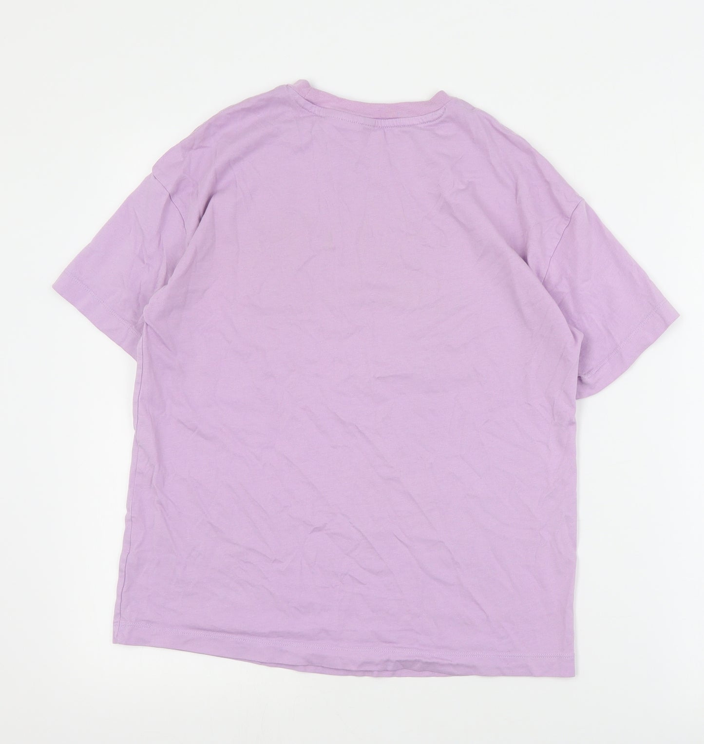 H&M Womens Purple  Cotton Basic T-Shirt Size XS Crew Neck - Nirvana