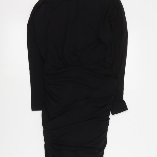 New Look Womens Black  Polyester Mini  Size 8  Round Neck Pullover - Ruched