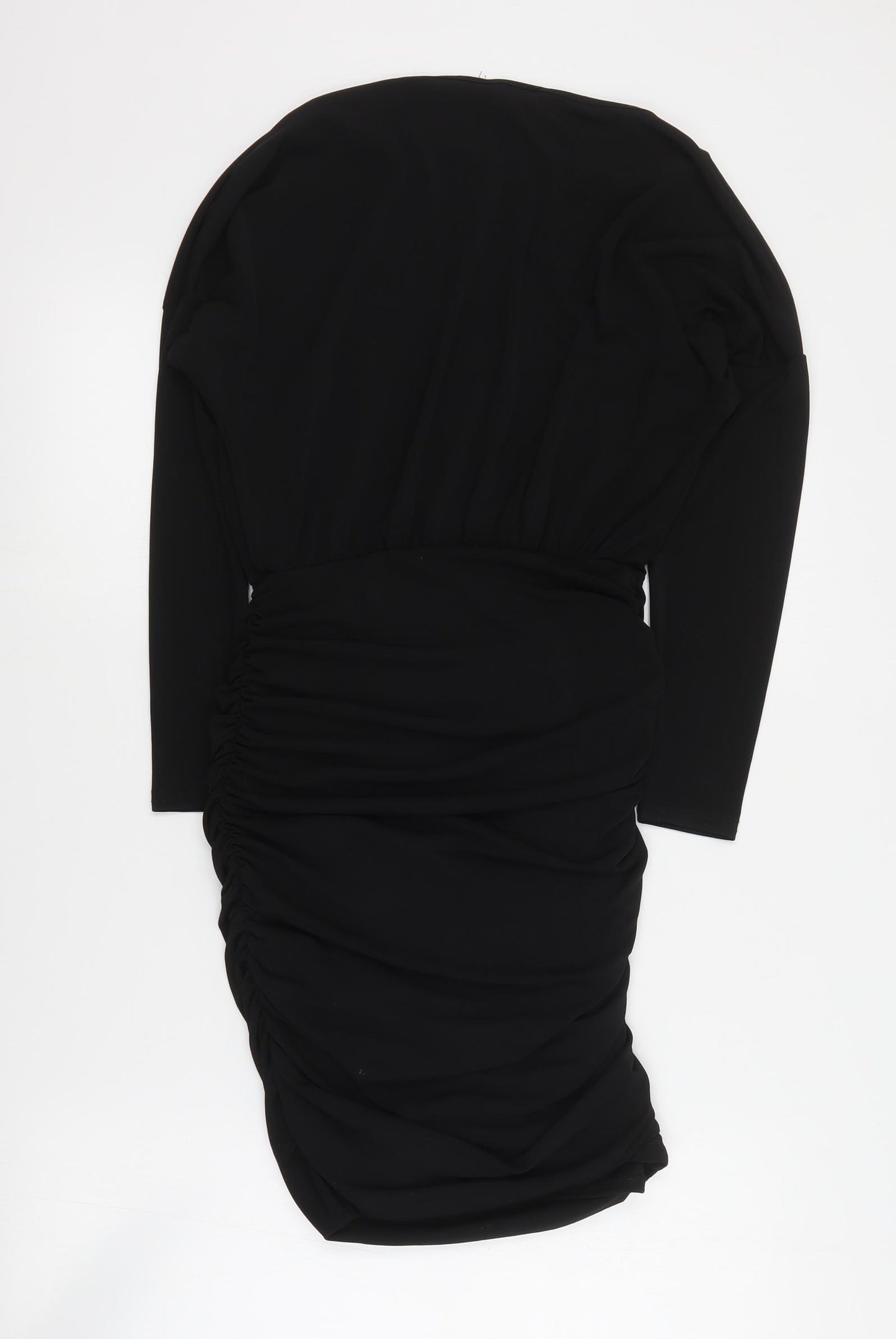 New Look Womens Black  Polyester Mini  Size 8  Round Neck Pullover - Ruched