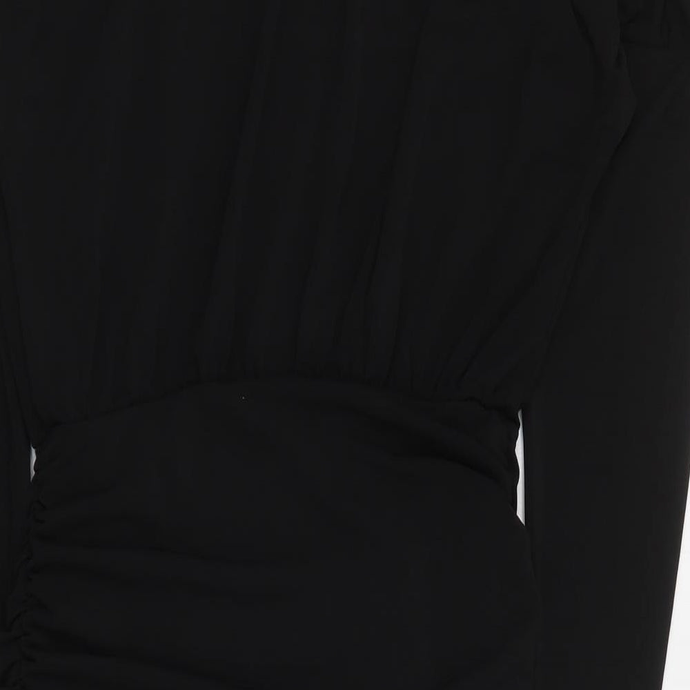 New Look Womens Black  Polyester Mini  Size 8  Round Neck Pullover - Ruched