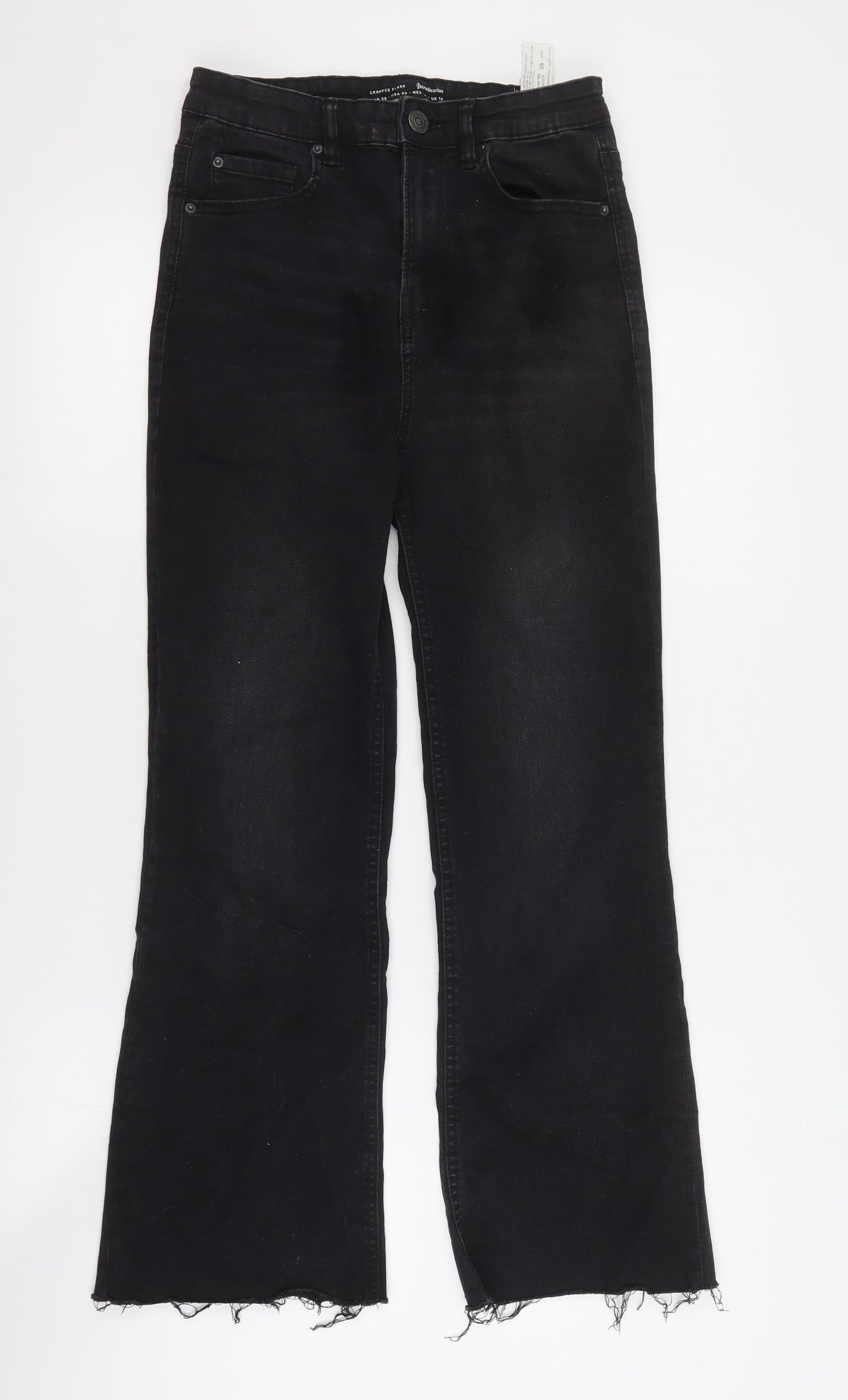 Stradivarius Womens Black  Cotton Flared Jeans Size 10 L28 in Regular Zip