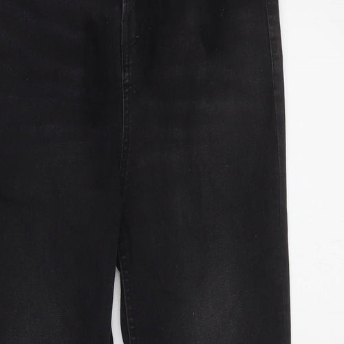 Stradivarius Womens Black  Cotton Flared Jeans Size 10 L28 in Regular Zip