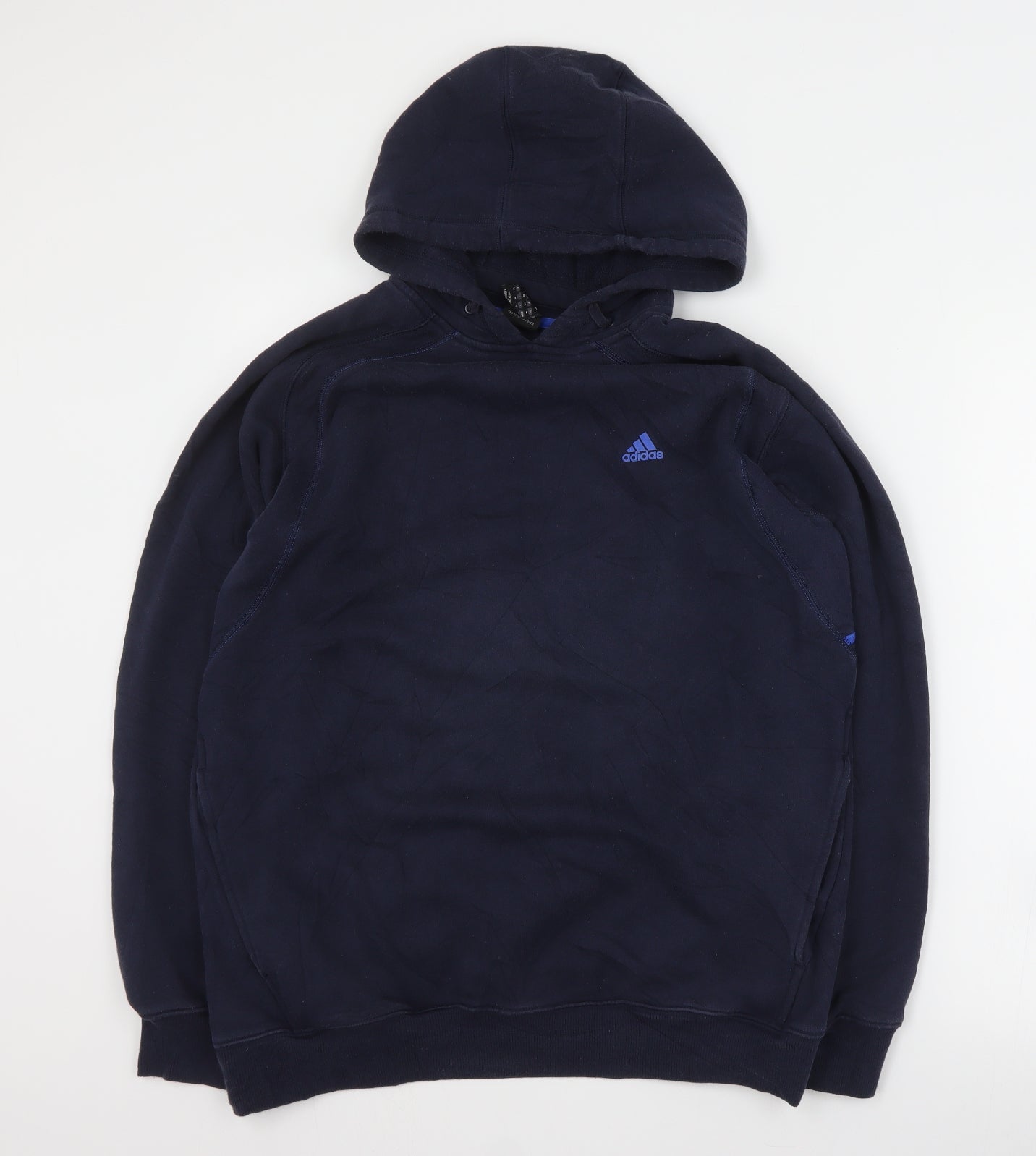 adidas Mens Blue  Cotton Pullover Hoodie Size M