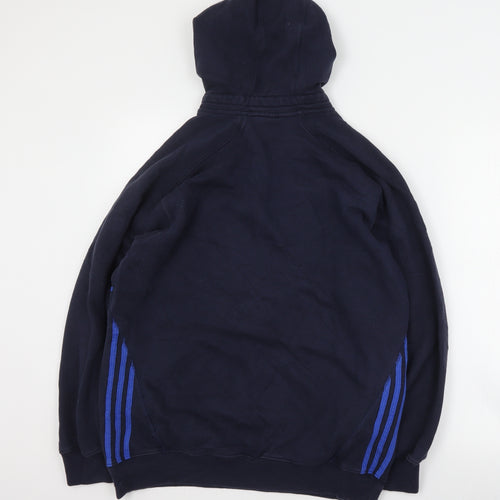 adidas Mens Blue  Cotton Pullover Hoodie Size M