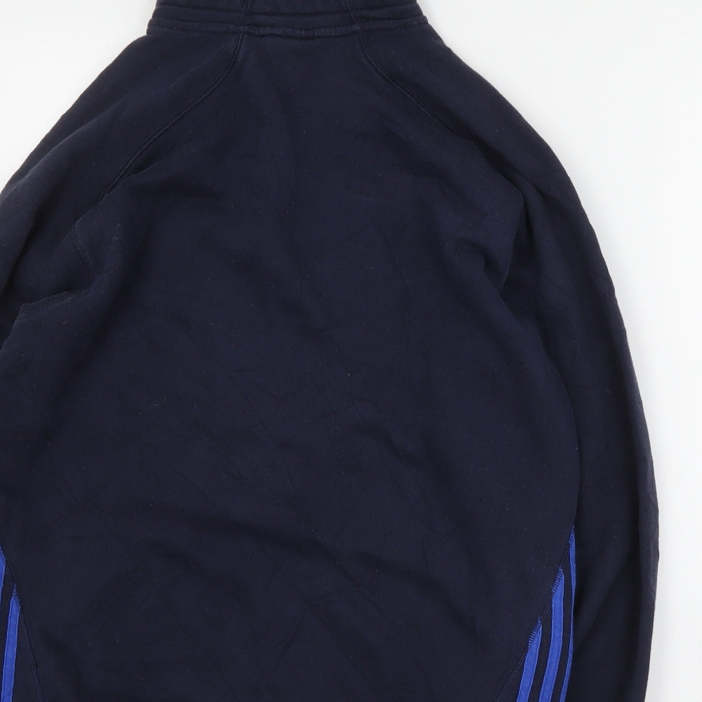adidas Mens Blue  Cotton Pullover Hoodie Size M