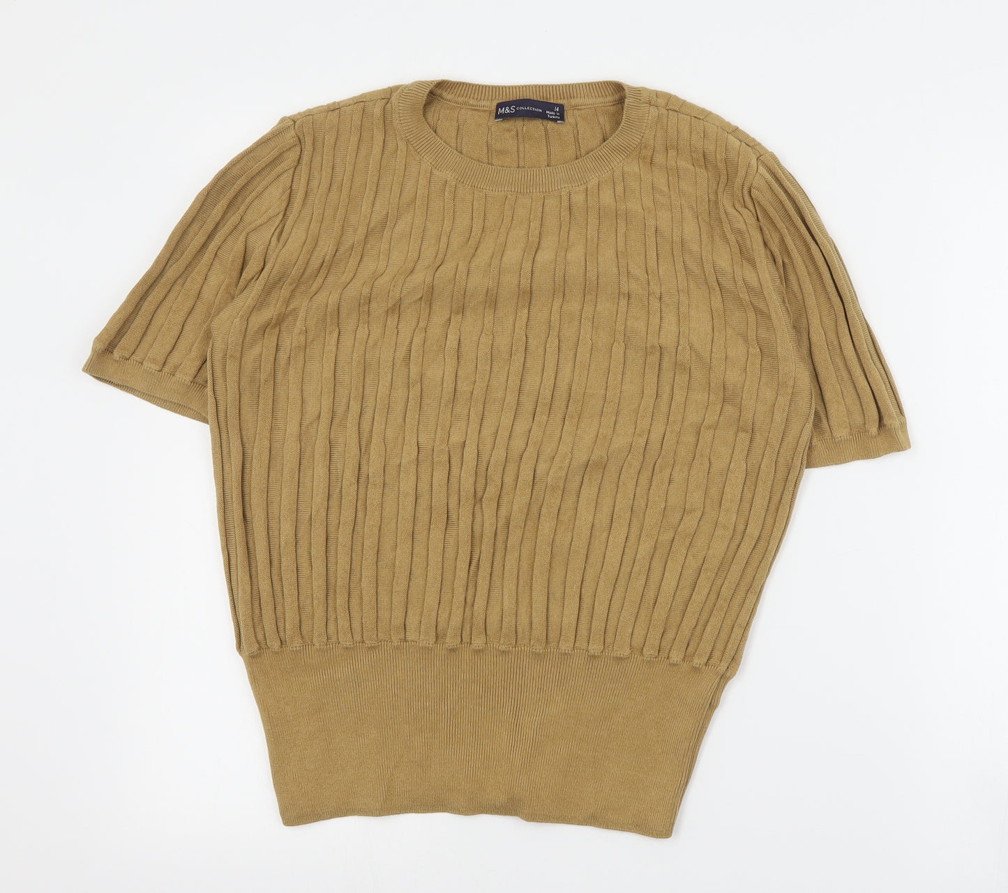 Marks and Spencer Womens Brown Round Neck  Viscose Pullover Jumper Size 14