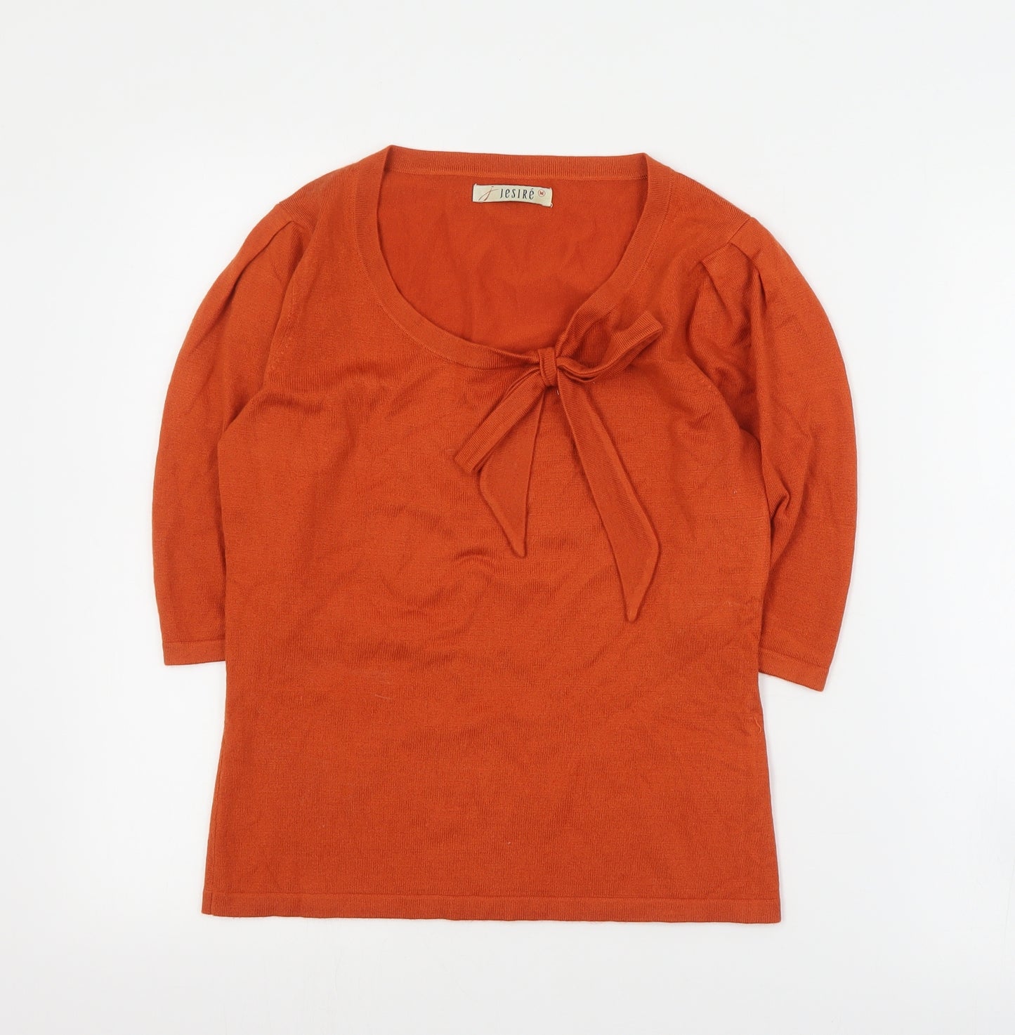 Lesire Womens Orange Round Neck  Acrylic Pullover Jumper Size M