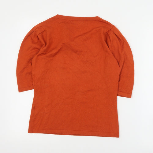Lesire Womens Orange Round Neck  Acrylic Pullover Jumper Size M
