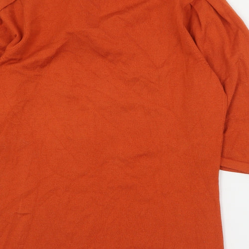 Lesire Womens Orange Round Neck  Acrylic Pullover Jumper Size M