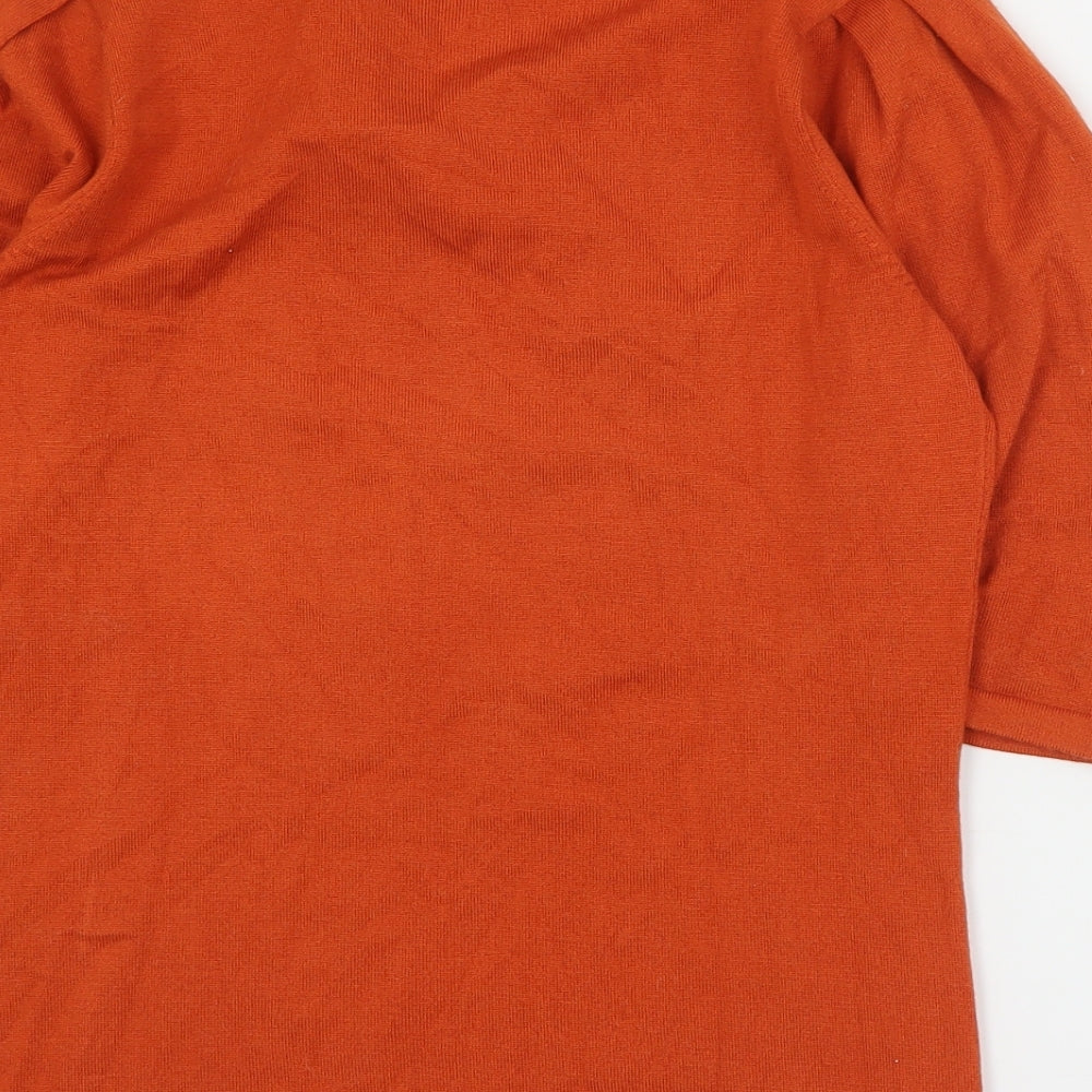 Lesire Womens Orange Round Neck  Acrylic Pullover Jumper Size M