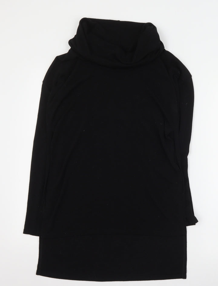 River Island Womens Black Roll Neck  Polyester Pullover Jumper Size 12   - Side slit