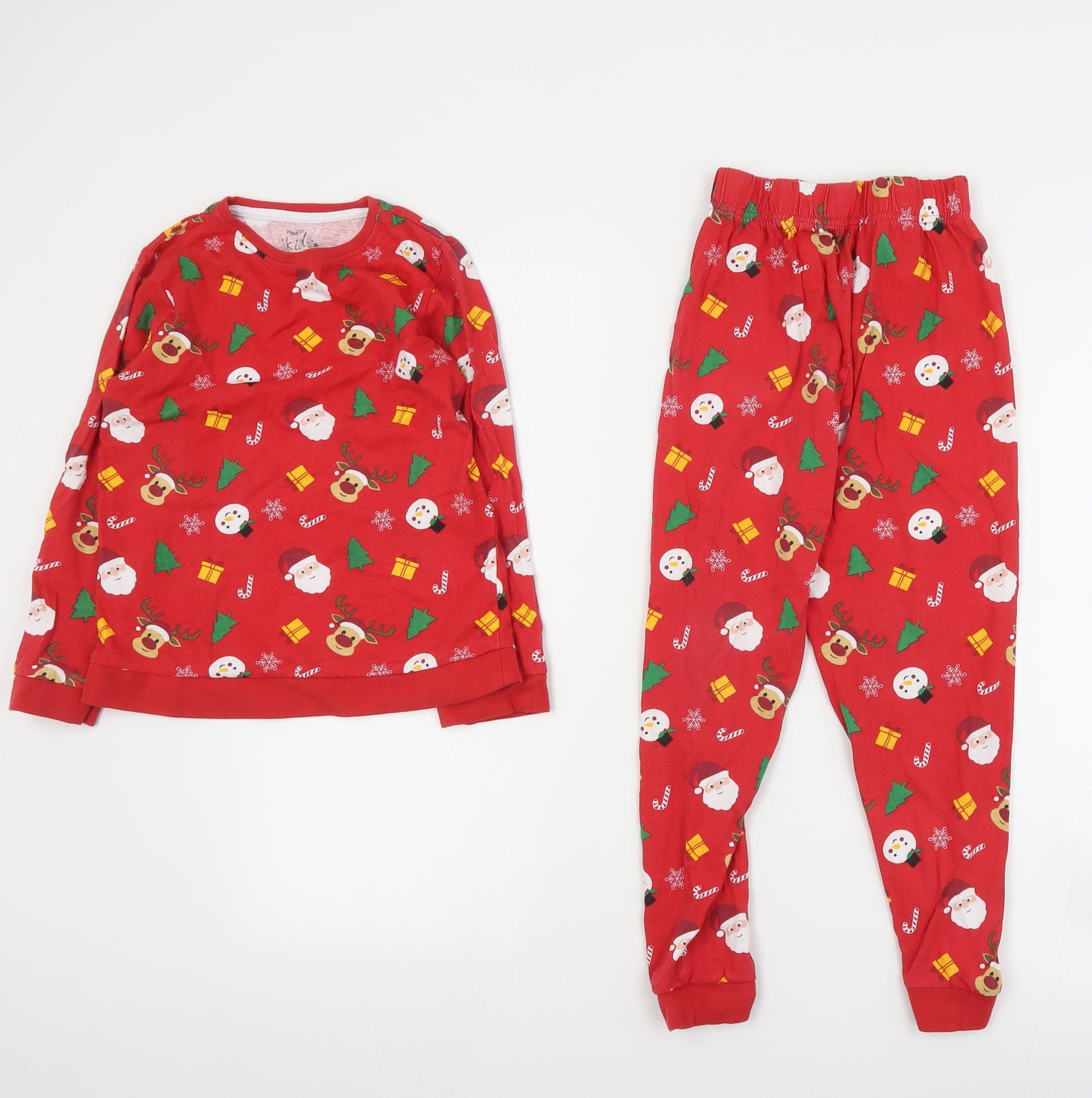Pep&Co Boys Red Geometric Cotton  Pyjama Set Size 7-8 Years  Pullover - Christmas