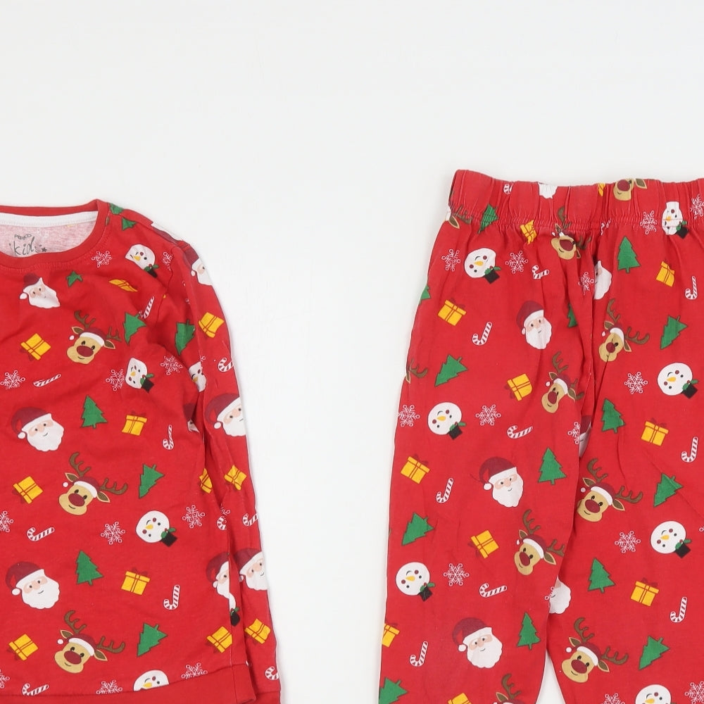 Pep&Co Boys Red Geometric Cotton  Pyjama Set Size 7-8 Years  Pullover - Christmas