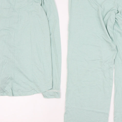 Dunnes Womens Green Striped Cotton Top Pyjama Set Size S  Button
